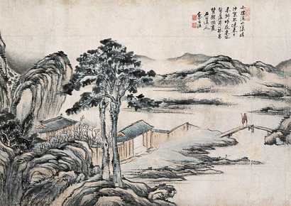 黎方流 山水 镜心